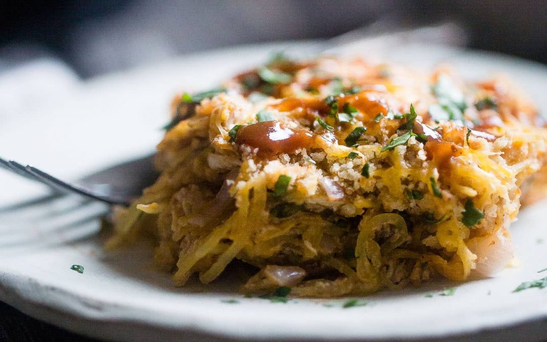 BBQ Chicken Spaghetti Squash Bake