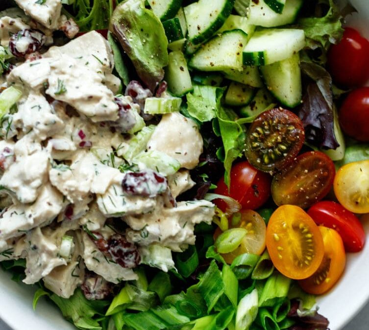 Loaded Chicken Salad on Mixed Greens